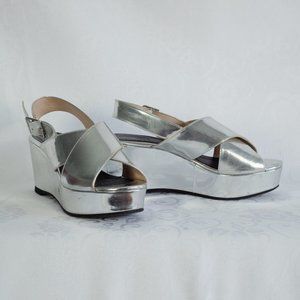 BIMBA Y LOLA | Silver Platform Wedge Heels